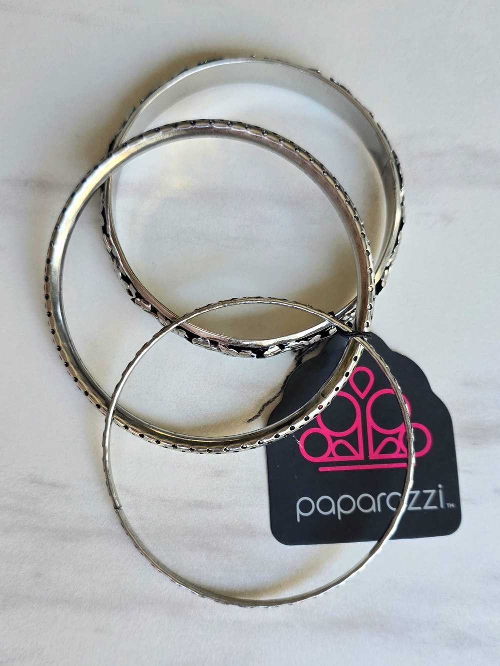 Paparazzi Silver-Tone Textured Bangle Bracelet Set - Silver